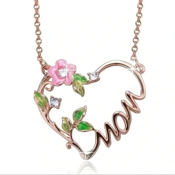Heart Shaped Mom Pendant Necklace - Picture 1 of 5